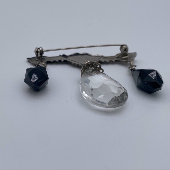 Vintage Baroque Bar Brooch Lucite Drops - Monochrome - Silver-Tone - Victorian - Picture 4 of 4